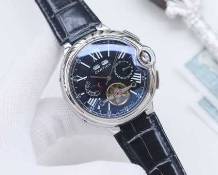 金壳+20 品牌：卡地亚-Cartier 类型：男士腕表 壳套：顶级版316精钢L 表带：进口小牛皮表带 机芯：全自动进口机械机芯 镜面：矿物质防刮镜面玻璃 尺 - 点击图像关闭