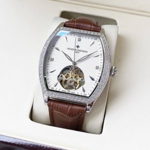 780【精致飞轮 典雅大气】江诗丹顿-Vacheron Constsntin 男士腕表 全自动机械机芯 矿物强化玻璃 316L精钢表壳 真皮表带 商务休闲 优雅
