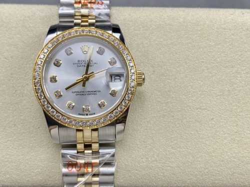 劳力士Rolex 单历 日志型31Mm 直径 31Mm 机芯 搭载进口全自动机械机芯 圈口 劳力士Ringcommand三角坑纹 光圈钻圈 镜面 防刮蓝宝石玻璃