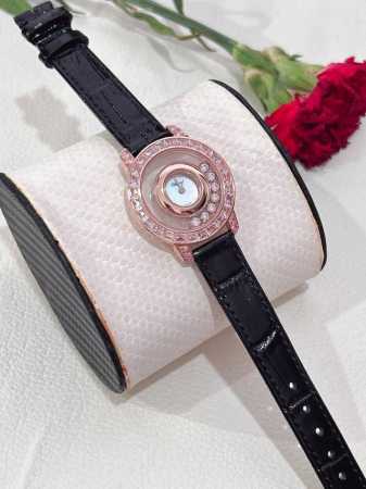 1630萧邦-Chopard 新配色 Happy Diamonds，快乐钻梯镶系列 蓝宝石玻璃镜面 原厂瑞士石英机芯 镜面内7颗快乐钻自由转动 活动钻石围绕表盘 - 点击图像关闭