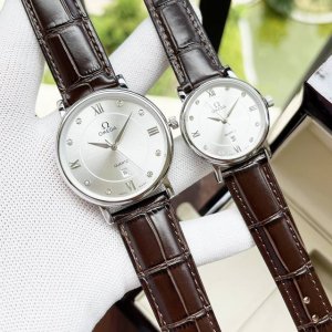 白壳 玫瑰金 钢带+20 优雅时尚 经典热卖 欧米茄-Omega 情侣对表 进口石英机芯 矿物强化玻璃 316L精钢表壳 真皮表带 时尚设计 优雅大方 尺寸 男