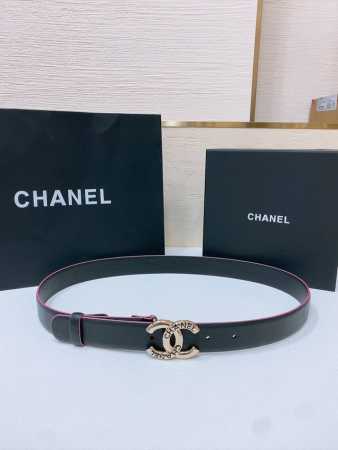 特 Chanel经典双C皮带腰带 新款Logo扣搭配进口小牛皮皮带身，质感满分，简直身春日里的点睛之笔，宽3.0Cm - 点击图像关闭