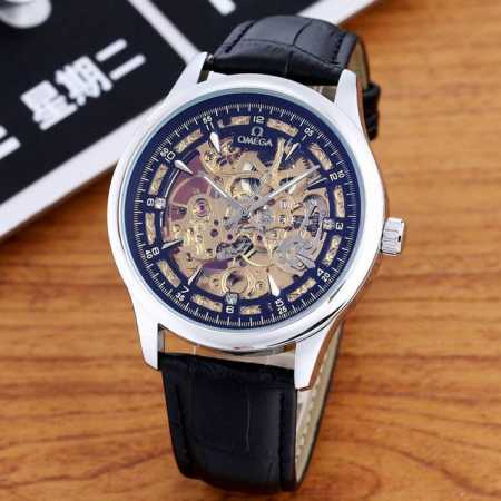 【真皮表带十双按蝴蝶扣】白：P180，间金、全金同价：180，欧米茄一Omega[色]，全自动雕花机芯，蕴含最优质的材料与一丝不苟的工艺！超强矿物质幻彩玻璃，真 - 点击图像关闭