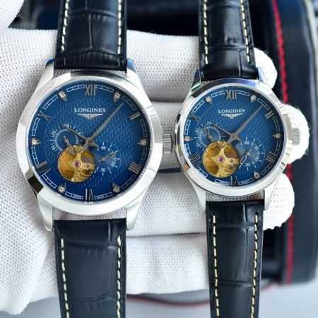 实物拍摄 品牌：浪琴-Longines 类型：情侣对表 表壳：316精钢 做工优质 表带：进口真牛皮 316精钢 两钟可选 机芯：原装进口西铁城82S7机械机芯 - 点击图像关闭