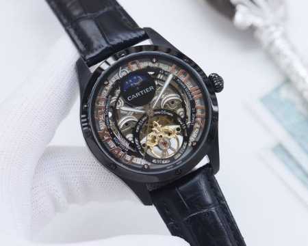尊享价： 品牌：卡地亚-Cartier 类型：男士腕表 壳套：顶级版316精钢l 表带：进口小牛皮表带 机芯：全自动进口机械机芯 镜面：矿物质防刮镜面玻璃 尺寸 - 点击图像关闭