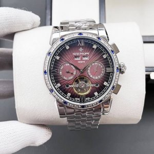 百达翡丽-Patek Philippe精品男士腕表 尊贵大气 绅士风范 高端矿物质防刮镜面玻璃 耐磨316L精钢表壳 耐磨进口小牛皮表带 全自动进口机械机芯尺寸