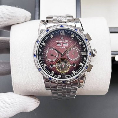 百达翡丽-Patek Philippe精品男士腕表 尊贵大气 绅士风范 高端矿物质防刮镜面玻璃 耐磨316L精钢表壳 耐磨进口小牛皮表带 全自动进口机械机芯尺寸