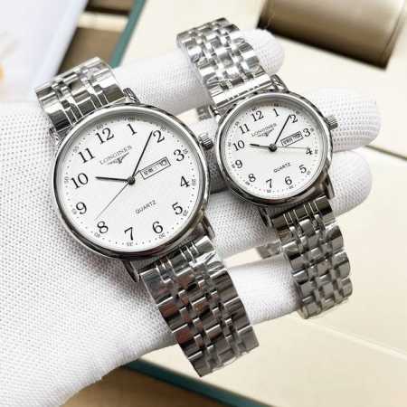 白 金 钢带+20 钻+30。 浪琴-Longines 情侣对表 原装进口石英机芯 矿物质玻璃镜面 316L精钢表壳 直径男40Mm女30Mm 厚8Mm如果今天 - 点击图像关闭