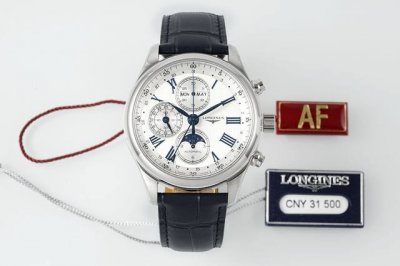 新款细节图上市 DDD Af浪琴名匠8针月相功能腕表系列 搭载7751机芯 DDD 42Mm精钢表壳经过抛光处理，延续了浪琴的优雅气质，表壳左侧隐藏了星期历的调