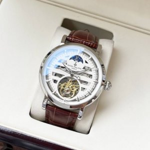 统一 时尚设计 优雅气质 百达翡丽-Patek Philippe 男士腕表 全自动机械机芯 矿物强化玻璃 316L精钢表壳 真皮表带 简约休闲 商务必备 尺寸: