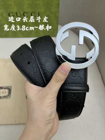 特 Gucci.古驰 全套包装 3.8Cm进口小牛皮压花, 专柜正品1:1完美复刻. 原版底皮, 采用热压印技术的Gucci Signature皮革精制而成，触 - 点击图像关闭