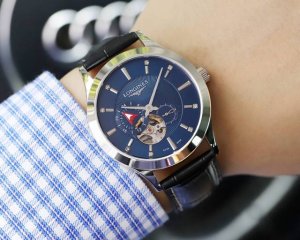 浪琴－Longines 新款男士机械腕表 进口西铁城82S7机芯 316L精钢表壳 蓝宝石玻璃镜面 真牛皮表带 针扣 直径40Mm 厚度12Mm