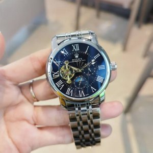 精钢表带十蝴蝶扣 白 ，全黑 劳力士 Rolex九飞轮全自动日月星辰机械，6字位白天走时 太阳 晚上走时 月亮 [月亮]蕴含最优质的材料与一丝不苟的工艺！超强矿
