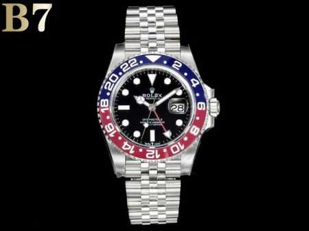 B7 Factory 劳力士Gmt格林尼治升级版。采用正品一致904L钢材，一体成形的陶瓷白金字体圈口与正品一致。全新3285一体机芯。同步正品Gmt针通过正反 - 点击图像关闭