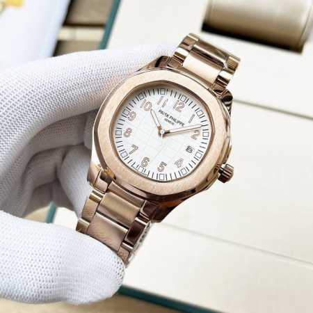 白 -金 ，百达斐丽-Patek Philippe 男士腕表 商务休闲 采用全自动机械机芯 直径41Mm 钢化玻璃 316精钢壳套 底盖：透底 精钢表带 Ad出 - 点击图像关闭