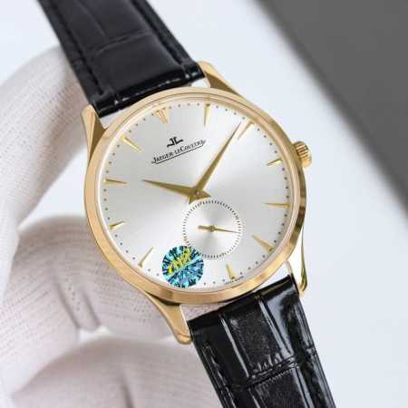 白壳 金壳 新品积家大师系列1218420，传统与现代的和谐乐章。Master Ultra Thin 超薄大师系列小秒针腕表精钢款搭 直径 39 毫米 ，内载8 - 点击图像关闭