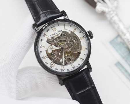 光圈 钻圈 品牌：浪琴-Longines 类型：男士腕表 壳套：顶级版316精钢l 表带：进口小牛皮表带 机芯：全自动机械机芯 镜面：矿物质防刮镜面玻璃 尺寸： - 点击图像关闭