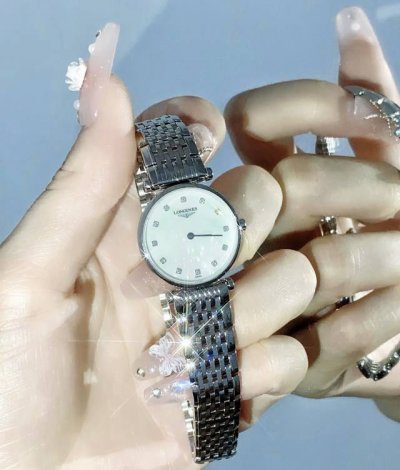 Longines浪琴 嘉岚系列 石英机芯 优雅百搭 镶钻 女表 瑞表 24Mm 贝母色表盘 精钢表壳 精钢表带