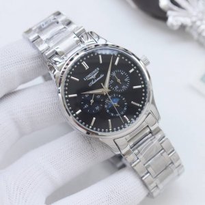 白 金 品牌：浪琴-Longines类型：男士腕表壳套：顶级版316精钢L表带：进口小牛皮表带 316L精钢表带机芯：全自动机械机芯镜面：矿物质防刮镜面玻璃尺寸