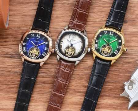 飞轮设计八角形新品 品牌：卡地亚 类型：精品男士腕表 表带：真牛皮表带 机芯：全自动机械机芯 镜面：矿物质强化玻璃 品味高雅 浩瀚大气 匠心独运 腕间瑰宝 尺寸 - 点击图像关闭