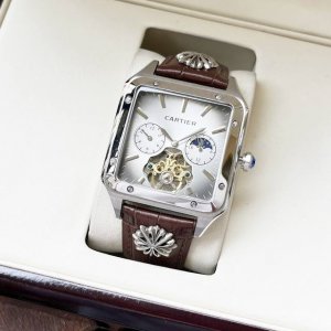 全新风格 经典热卖 卡地亚-Cartier 男士腕表 全自动机械机芯 矿物强化玻璃 316L精钢表壳 真皮表带 时尚休闲 商务必备 尺寸:直径44Mm 厚度12