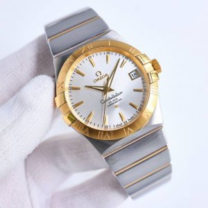 Sj出品 白钢 间金 钻50 欧米茄 Omega 星座系列 38Mm Gr2 市场最高版本 对版黑色风车状摆轮 38毫米欧米茄第四代星座系列男土腕表将星座系列