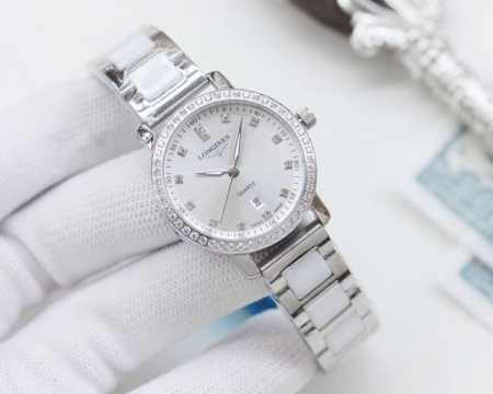 白壳 ，金壳 ，钢带20，陶瓷带40，钻30 品牌：浪琴-Longines 类型：情侣腕表 壳套：顶级版316精钢L 表带：进口小牛皮表带 316L精钢表带 机 - 点击图像关闭