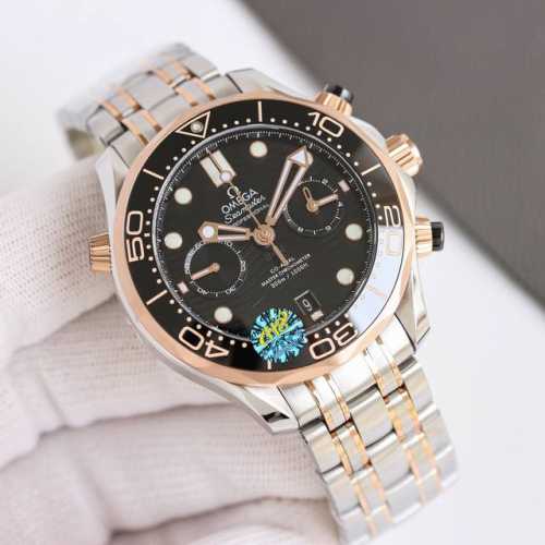 胶带1800，钢带2470 欧米茄 Omega Ot全新海马300米44Mm计时腕表 tvs Factory1-1独家自主研发9900机芯功能与原装一致，双T黑