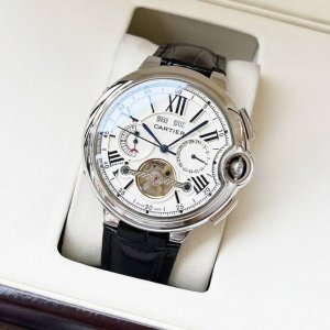 740【全新设计 典雅大气】卡地亚-Cartier 男士腕表 全自动机械机芯 矿物强化玻璃 316L精钢表壳 真皮表带 时尚休闲 商务必备 尺寸:直径44Mm