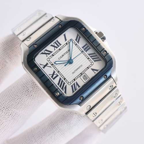 卡地亚 Cartier 山度士系列 Af1 1 表壳 正品开模 搭载最好的进口316L材质 2 表盘 正品开模出来的表盘 3 表针 瑞士工艺烧制蓝针 最接近正品