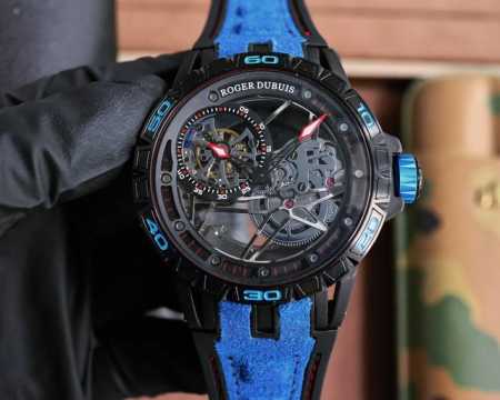 罗杰 杜彼 Roger Dubuis 豪爵 Excalibur 王者系列 自动上链机芯，表壳：46毫米 , Sapphire Crystal Carbon 钛合 - 点击图像关闭