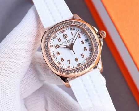 优雅知性 :Tw新品.白壳 玫瑰金 Tw新品！Factory新品百达翡丽aquanaut系列机械女手雷横空出世，告别机芯一眼假时代。 表壳：35.6毫米的表径， - 点击图像关闭