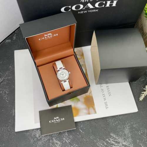 独家新款到货！ 希林娜依 高同款 Coach 蔻驰Cary系列小牛皮表带欧美腕表 年春夏全新凯莉系列延续一贯的优雅气质 14503893冰雪白 尺寸26Mm 厚