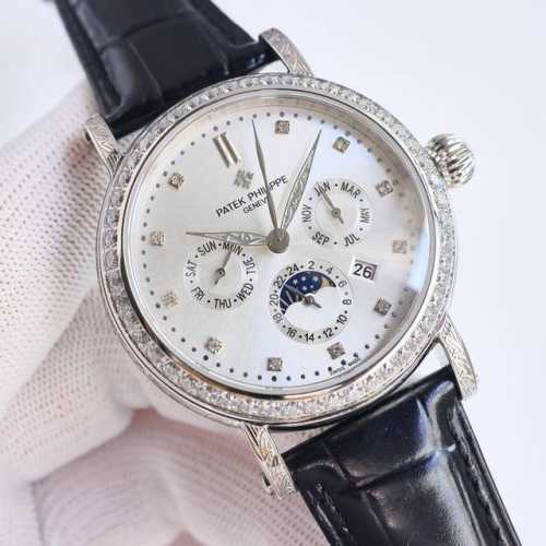 SJ出品 白壳 金壳 百达翡丽 Patek Philippe RP6 PP 复杂功能系列-纯手工-雕花腕表-惊艳登场，42毫米的表径适配大众男性手寸，非常商务可