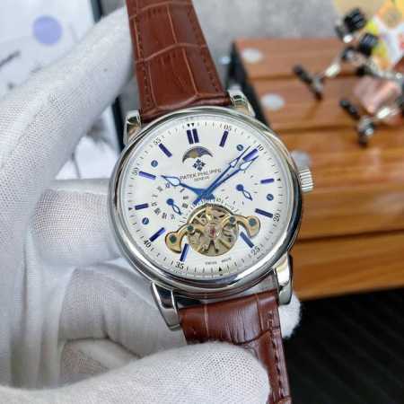 白450 金610品牌: 百达翡丽(飞轮新品，商务休闲）奢华大气类型：精品男士腕表（新品）表带：真牛皮表带(舒适)/316L精钢表带(耐用)机芯:高级机械机芯（ - 点击图像关闭