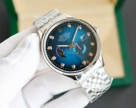 白 -金 钢带+20 劳力士Rolex. 日志系列 采用简洁的2针半布局，9点位置巧妙设计为一枚月牙型的日月星辰，台湾厂J5出品，日月星辰系列，搭载定制版原装进 - 点击图像关闭