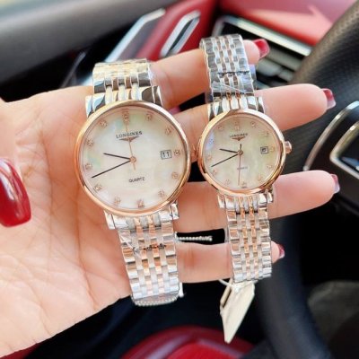 Longines 浪琴、博雅系列__情侣款蓝宝石镜面直径：38Mm 28Mm进口石英机芯 天然贝壳表盘 904L钢 ！