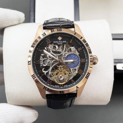 百达翡丽-Patek Philippe精品男士腕表 尊贵大气 绅士风范 高端矿物质防刮镜面玻璃 耐磨316L精钢表壳 耐磨进口小牛皮表带 全自动进口机械机芯尺寸