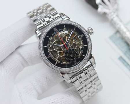 金白同价，皮 ，钢带 品牌：百达翡丽-Patek Philippe 类型：男士腕表 壳套：顶级版316精钢l 表带：进口小牛皮表带 机芯：全自动进口机械机芯 镜 - 点击图像关闭