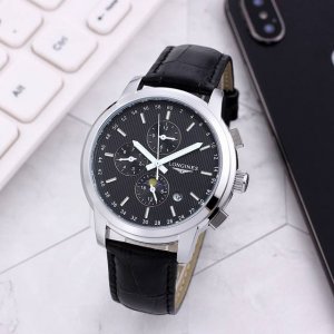 【真皮表带＋双按蝴蝶扣】白：P200，间金：P200，浪琴－Longlnes[色]多功能全自动机械机芯，12字位为月份，6字位白天走时(太阳)[太阳]晚上走时(
