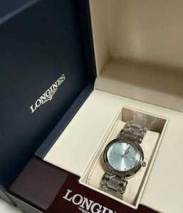 Longines浪琴 心月系列 石英机芯 30米防水 女表 瑞表 30Mm 蓝色表盘 精钢精钢表壳 精钢精钢表带