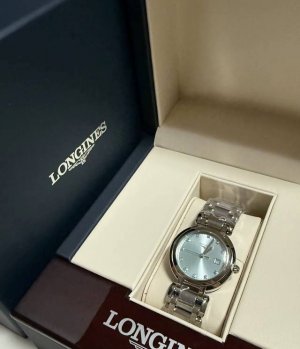 Longines浪琴 心月系列 石英机芯 30米防水 女表 瑞表 30Mm 蓝色表盘 精钢精钢表壳 精钢精钢表带