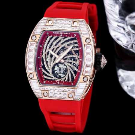 2410 Richard Mille 理查德米勒 Rm51-02女款漩钻飞轮腕表系列，原装全自动机械飞轮机芯，尺寸43Mm*36Mm搭配橡胶表带细致镶嵌钻石 整 - 点击图像关闭