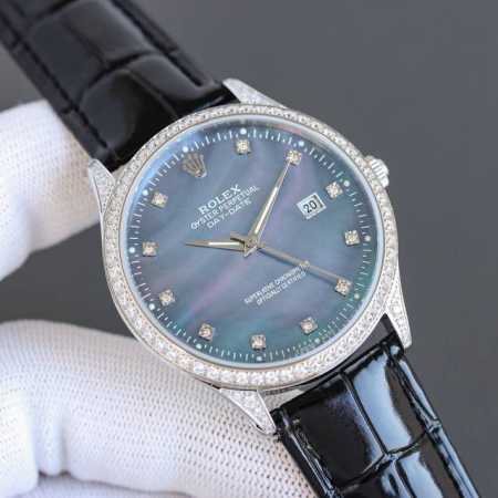 劳力士- Rolex满天星潮男潮流新品男士全满钻壕镶腕表搭载全自动288S-62全自动进口机械机芯904L精钢表壳 意大利小牛皮表带超清高强度宝石镜面，品质保证 - 点击图像关闭