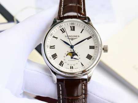 浪琴-Longines 名匠系列 月相 实现功能正品同样。 316L精钢壳套完美无瑕，打磨工艺高超，延续一丝不苟的卓越品质，树立复刻业界新标杠。刻度的立体感和倒 - 点击图像关闭