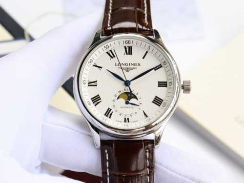 浪琴-Longines 名匠系列 月相 实现功能正品同样。 316L精钢壳套完美无瑕，打磨工艺高超，延续一丝不苟的卓越品质，树立复刻业界新标杠。刻度的立体感和倒