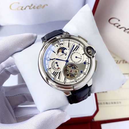白壳 ，玫瑰金 ，钢带+30。 经典百搭 时尚热卖 卡地亚-Cartier 男士腕表 全自动机械机芯 矿物强化玻璃 316L精钢表壳 真皮表带 简洁精致 商务休 - 点击图像关闭