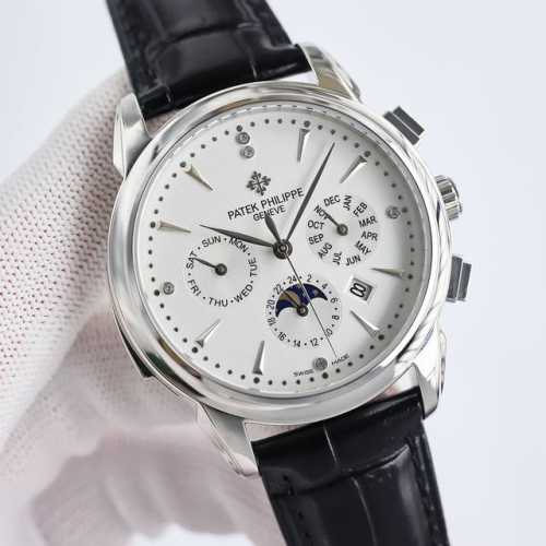 Tw出品 白壳 金玫壳 百达 翡丽patek Philippe 复杂系列六针男表爆款 多功能腕表！Gv1 1搭载原装进口9100星期月份月相动能功能机芯机械表！