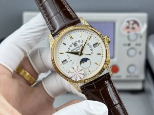 白 -金 钻+100 Gr新品，最高版本，配重版本，特惠，原装重量，百达翡丽 古典超级复杂多功能5496R万年历系列腕表，儒雅而至！1 精彩细节与优点 此腕表尺