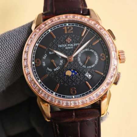 FFF金 新品推荐 百达菲丽Patek phiippe 复杂日月功能上市汇集星期，月份，日期等功能于一身，最佳男士腕表之美誉！搭载9100机械机芯，秉承瑞士制表 - 点击图像关闭